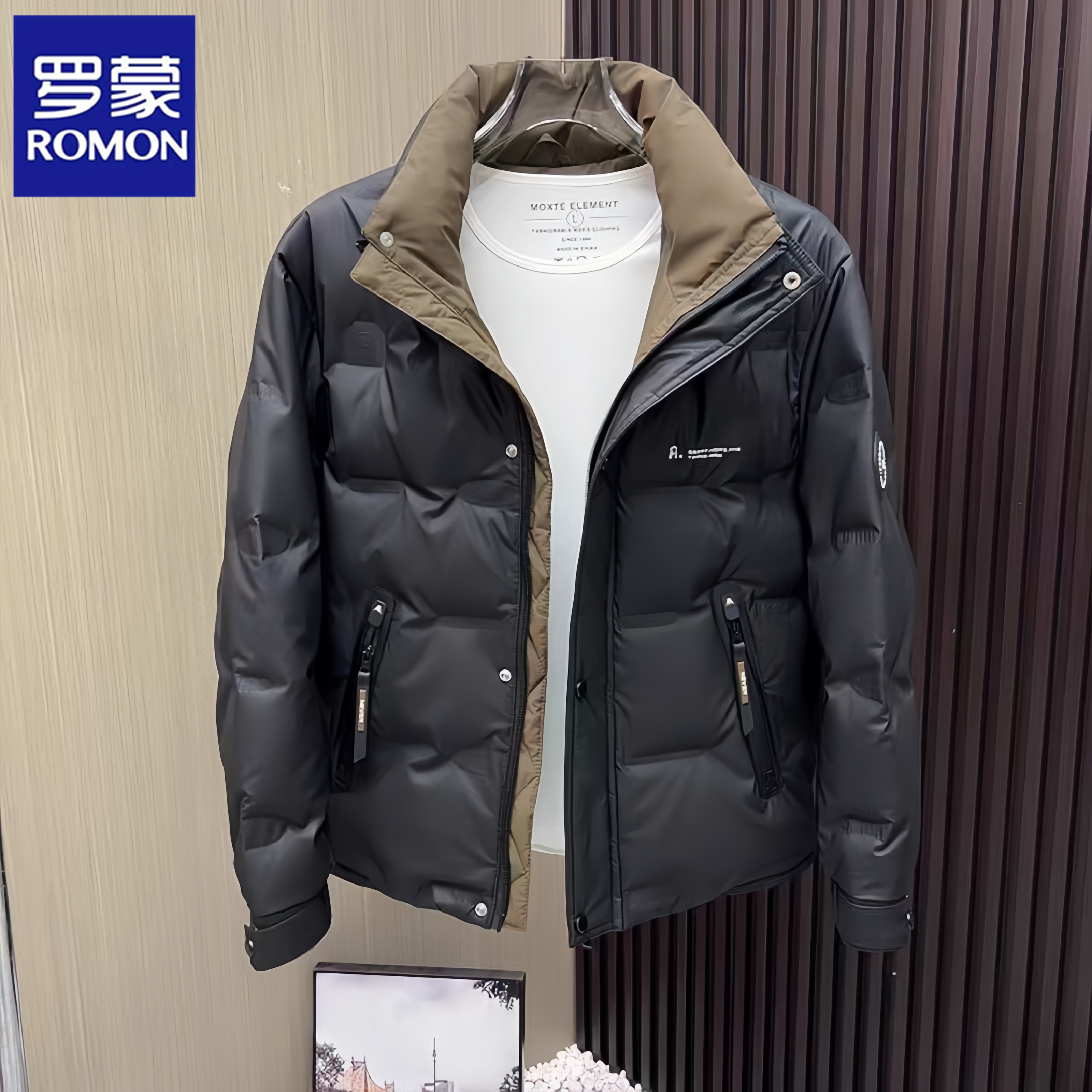 罗蒙羽绒服男士冬季2025新款男装潮牌短款冬装衣服加厚立领外套潮