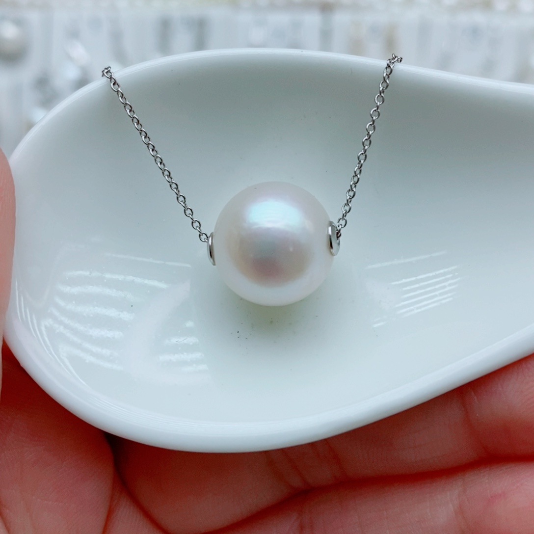 淡水珍珠银S925镶嵌颈饰13mm