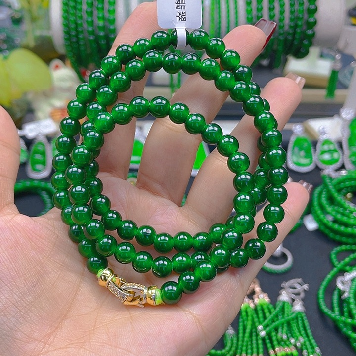 翡翠颈饰未镶嵌圆珠项链7