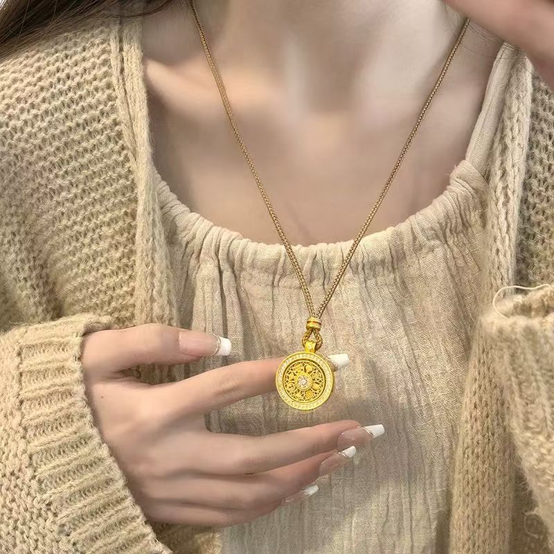 合金吊坠 合金吊坠旋转罗盘时尚气质百搭转动镶嵌精美不掉色