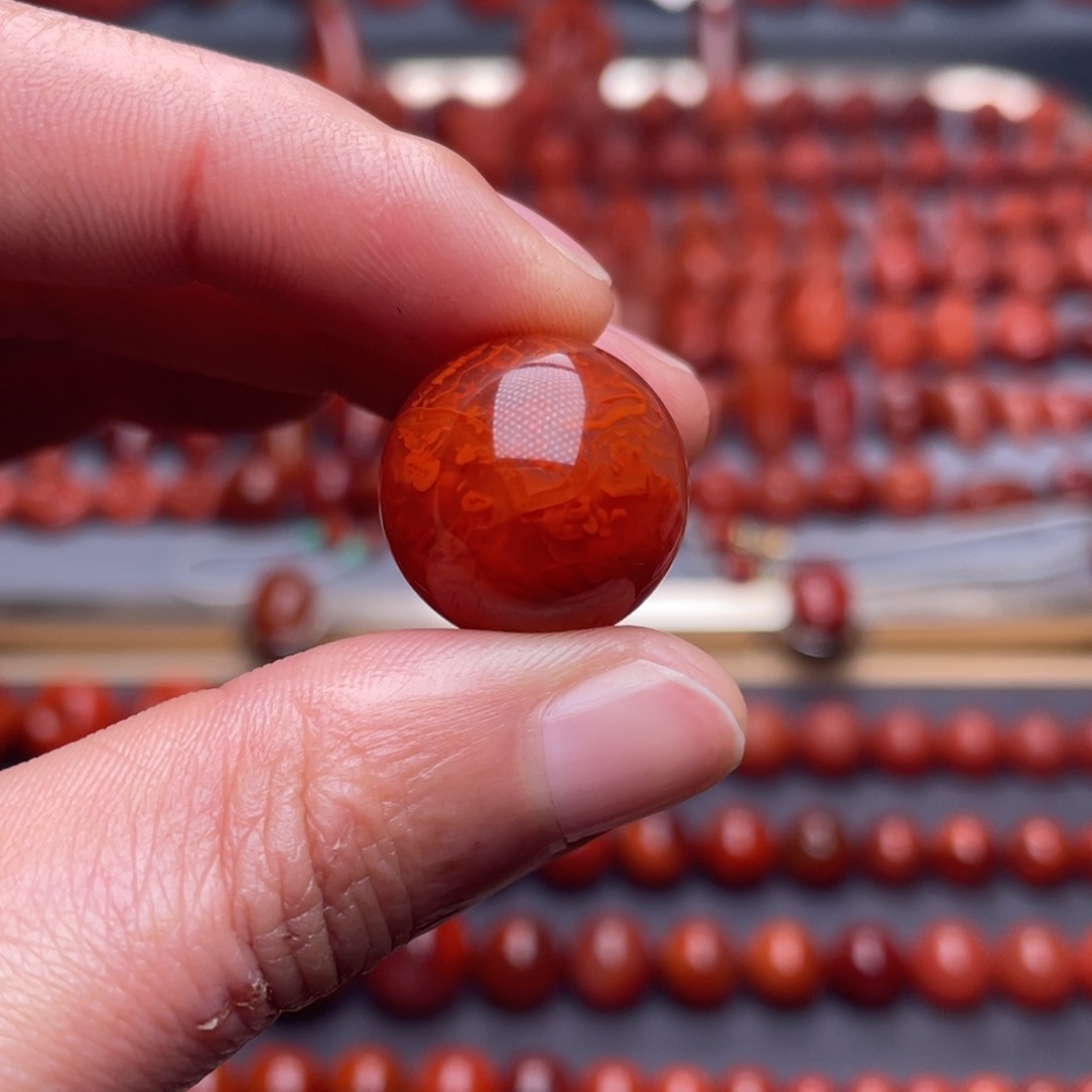 ๓***এ南红玛瑙未镶嵌其他W17➕瓦西妖火焰纹圆珠