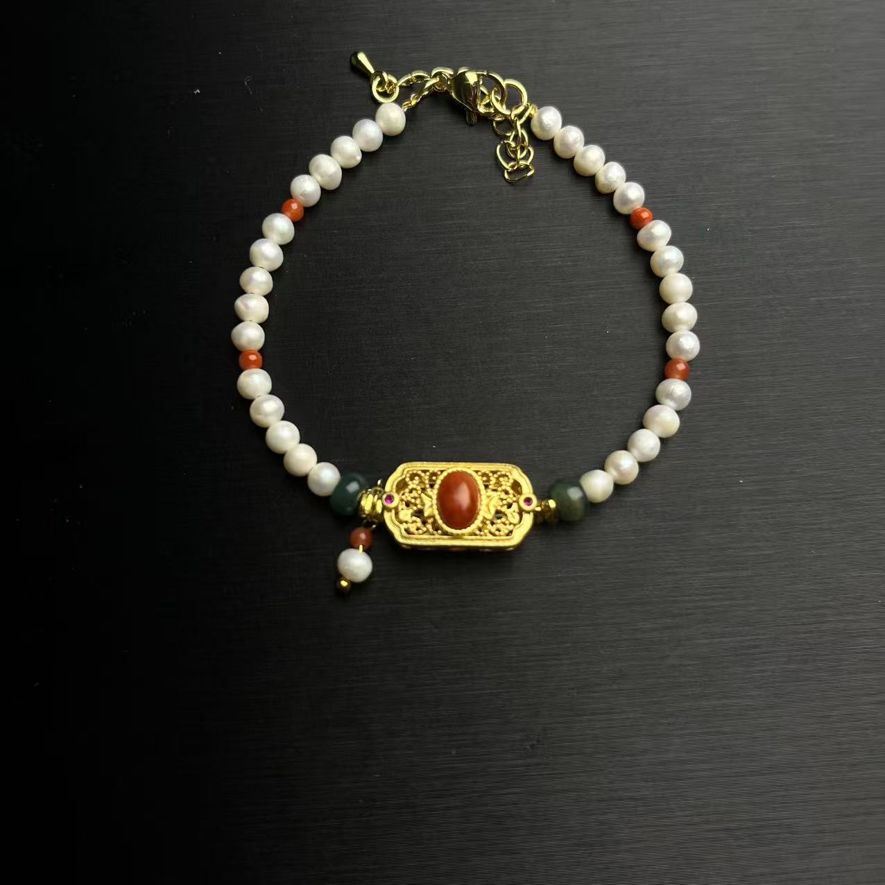 ZBG1222珍珠南红翡翠925手链（天然珠宝多样性发其一）