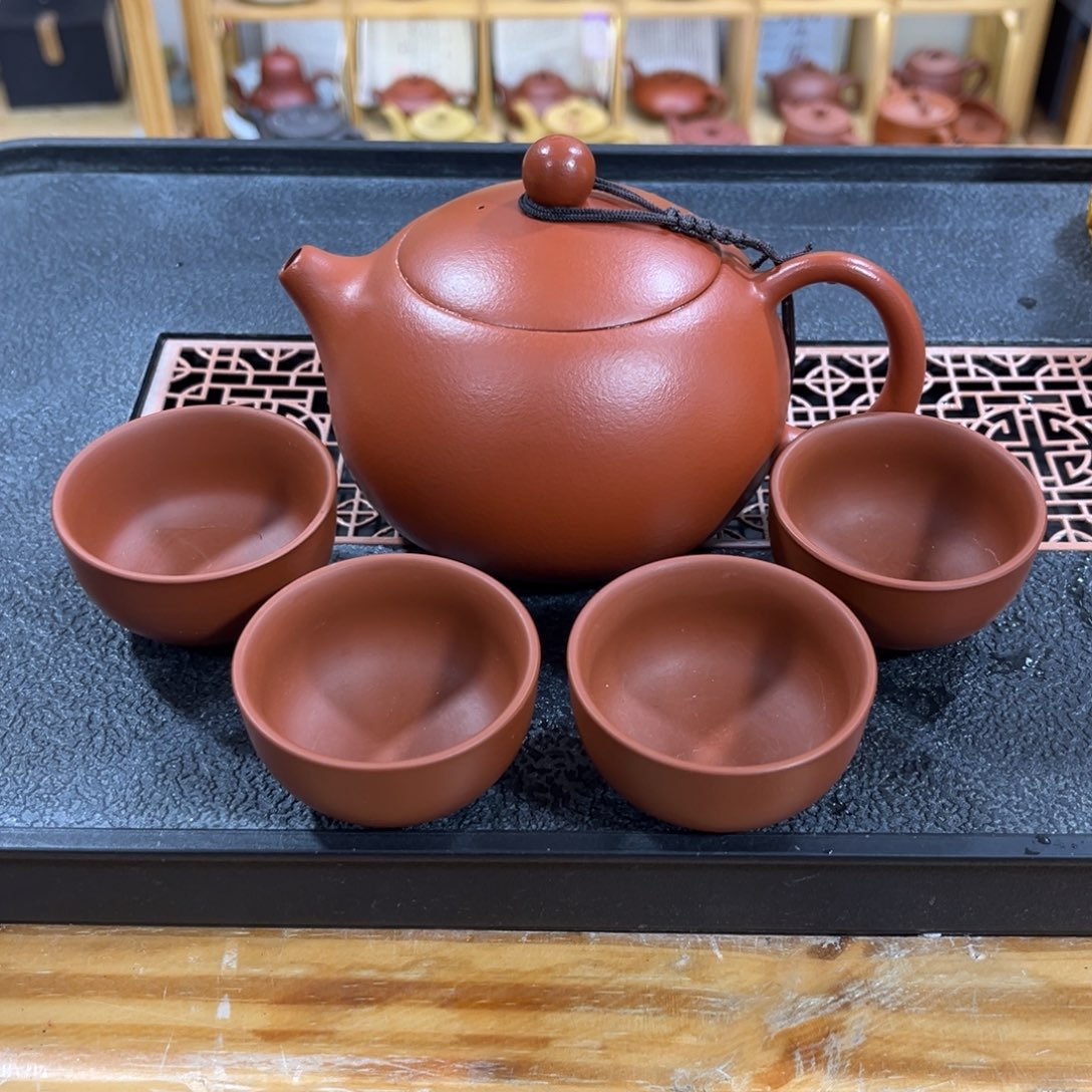 紫砂茶案胖西施（一壶四杯）