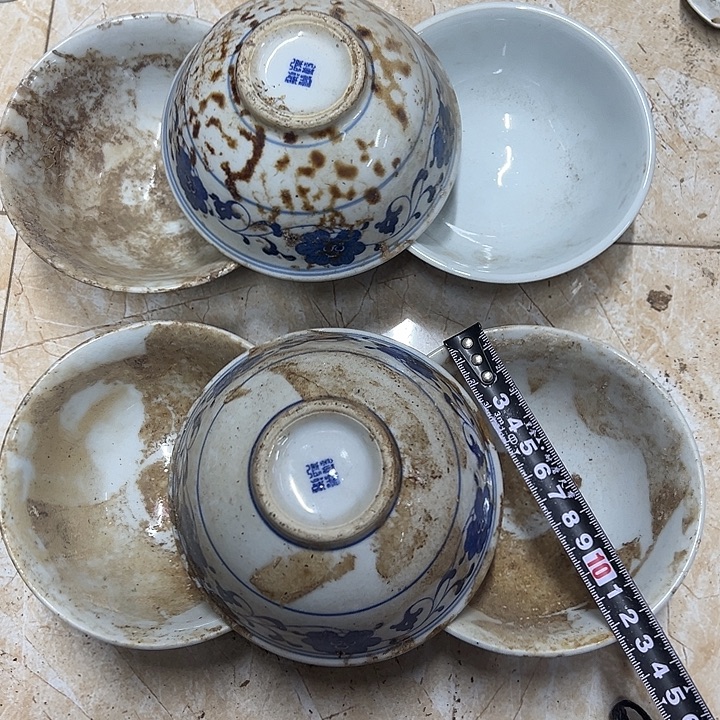 摆件陶6个12.5厘米芙蓉花碗