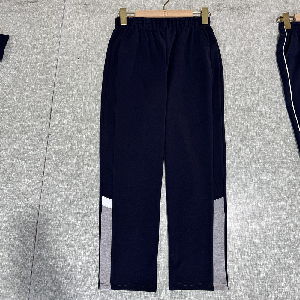 荣成小学春秋校服裤子藏青色小灰条儿童小学休闲宽松外穿长裤厚款