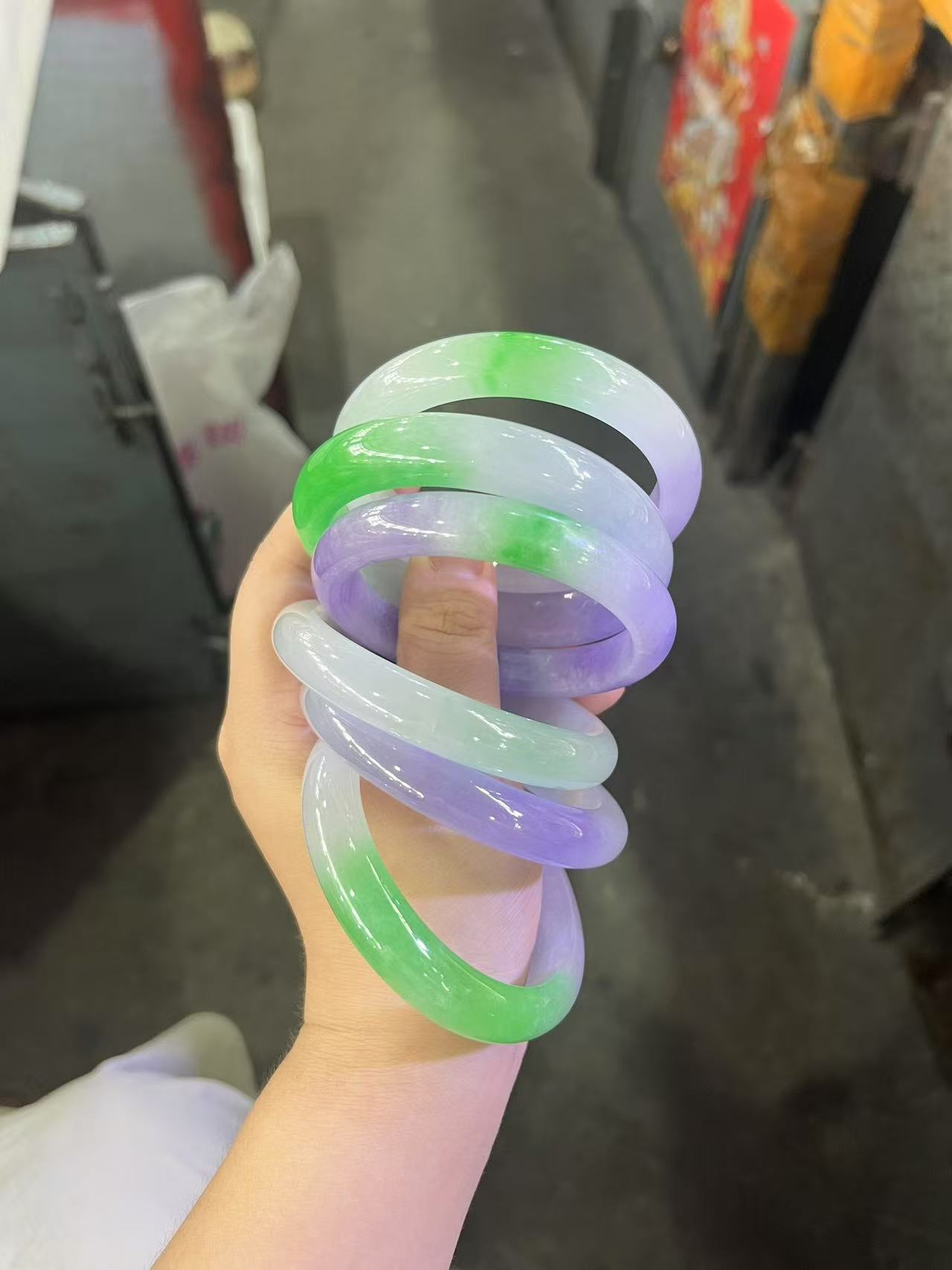 非金属仿水晶手镯 小杨4时尚大气高冰冰种飘花阳绿女款百搭手灼