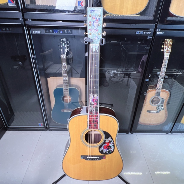 冰与火最终版分层雕刻技术全单41寸西提卡熊抓纹面板民谣吉他