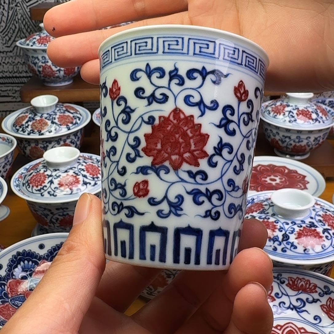 当代釉里红可乐杯