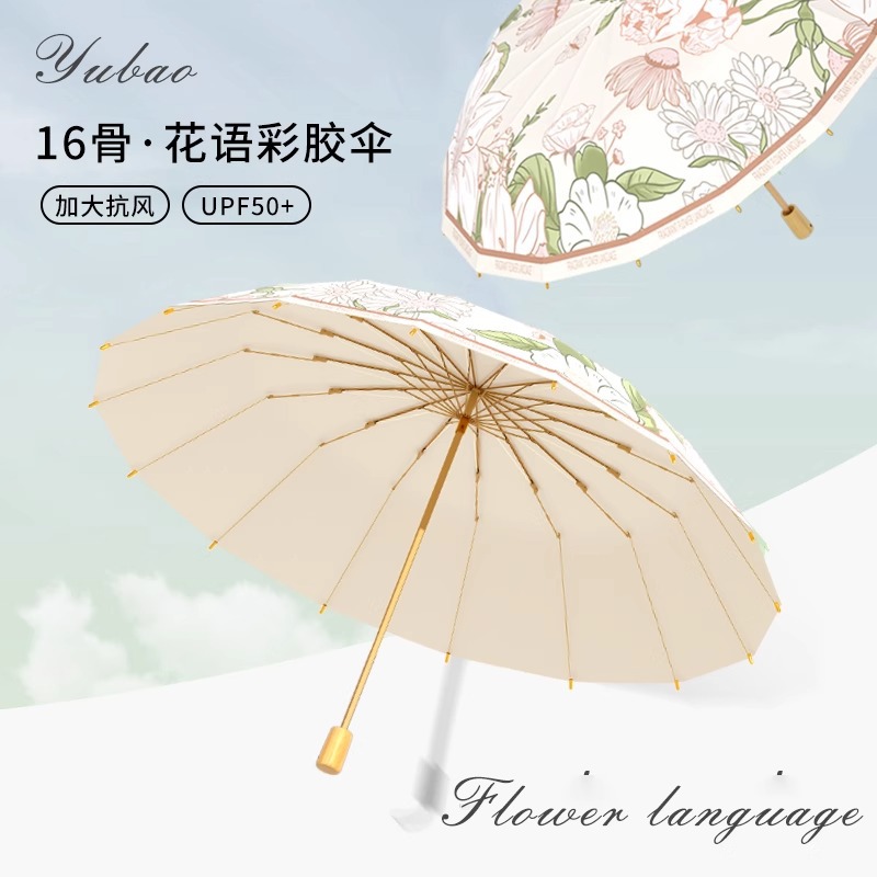 晴雨伞古风手动雨伞折叠伞加厚加固晴雨两用女防晒伞防紫外线太阳