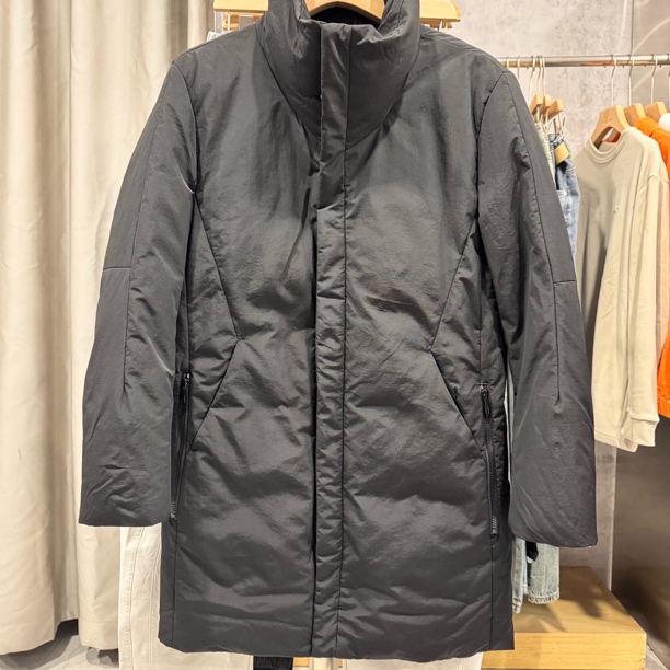 男款休闲中长款简约保暖白鸭绒冬季外套