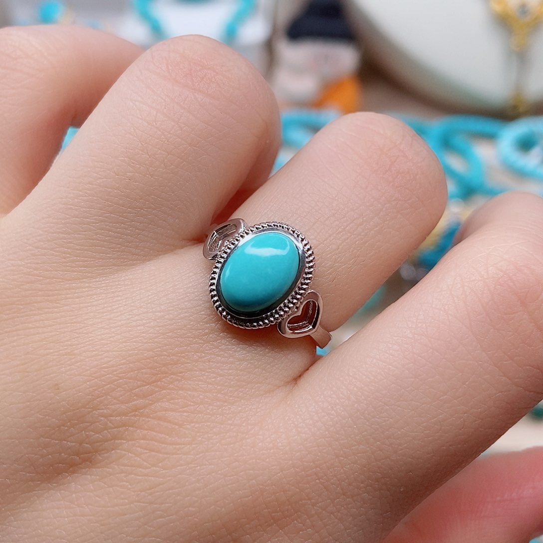 绿松石戒指银S925镶嵌