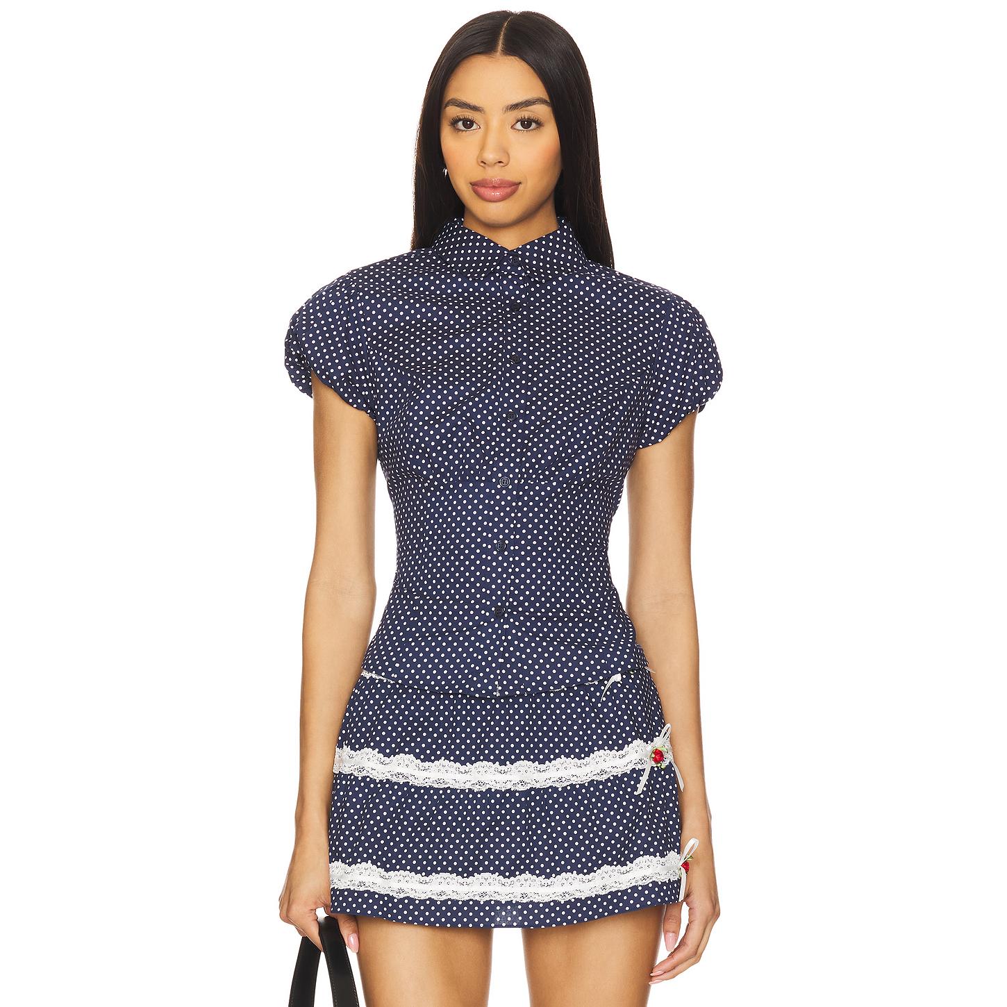 GUIZIO LIANA 女衬衫 藏青色 蕾丝衫/雪纺衫