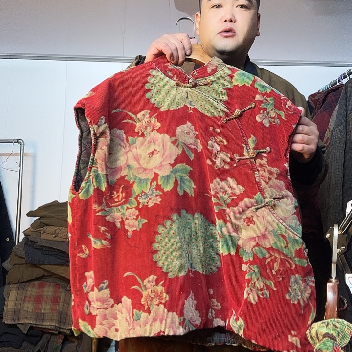 油蜡染斜盘襟棉裤女士