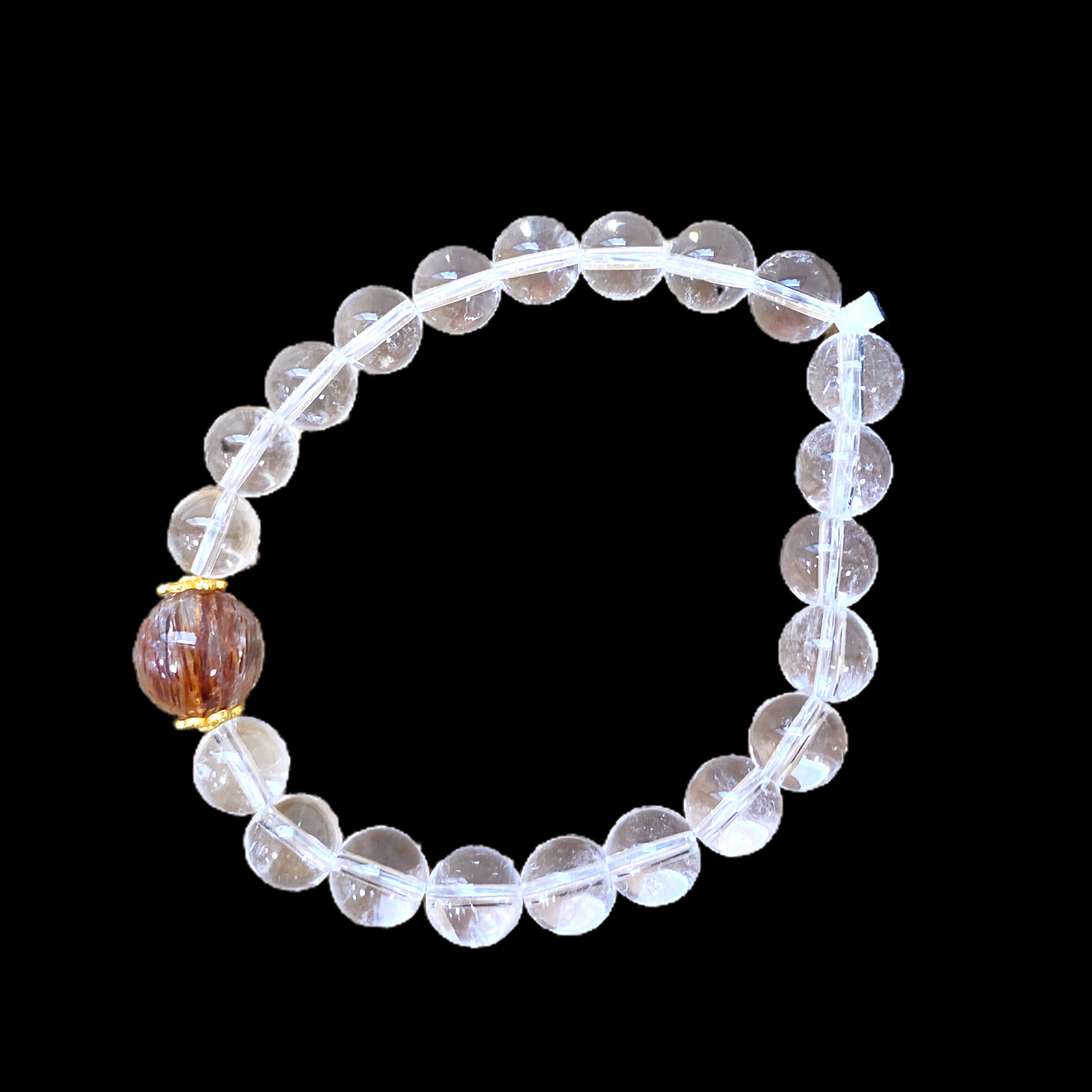 4159-水晶+发晶手串孤品