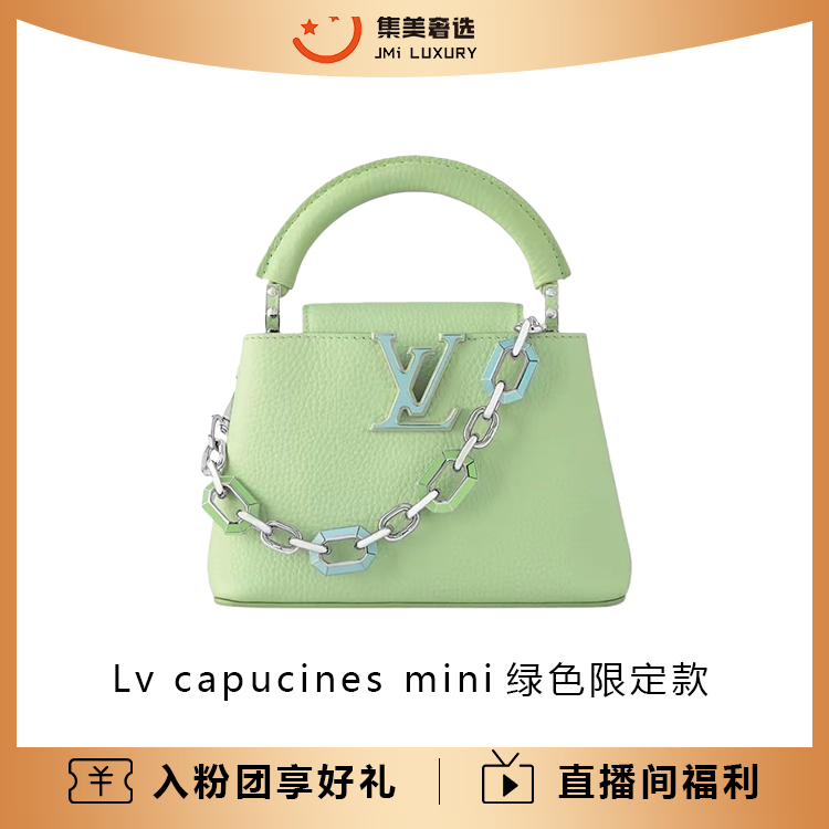 99新 LouisVuitton/路易威登 capucines mini绿色限定款包/AM5640