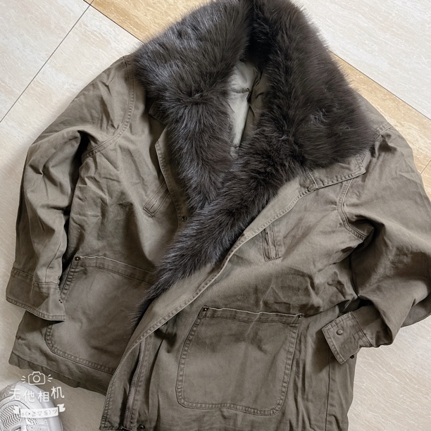 重工欧货 可拆卸大毛领个性派克棉服