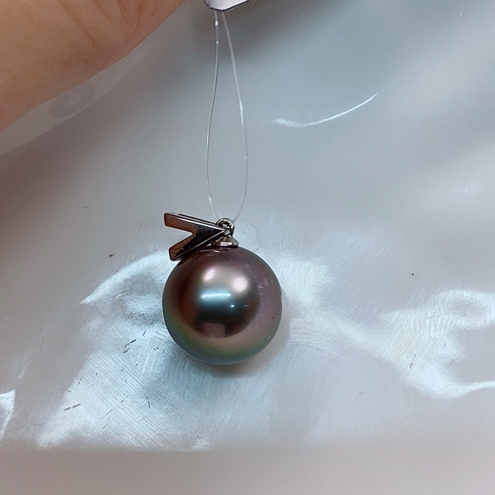 海水珍珠吊坠(不含链)18K金镶嵌大溪地吊坠12-13mm