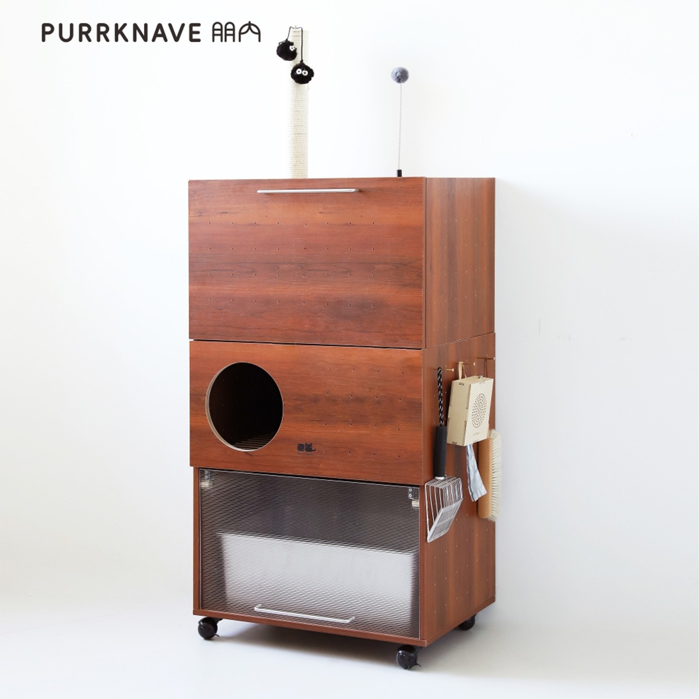 PurrKnave中古风猫厕所猫砂盆储物柜猫用品收纳柜猫砂柜猫窝猫屋