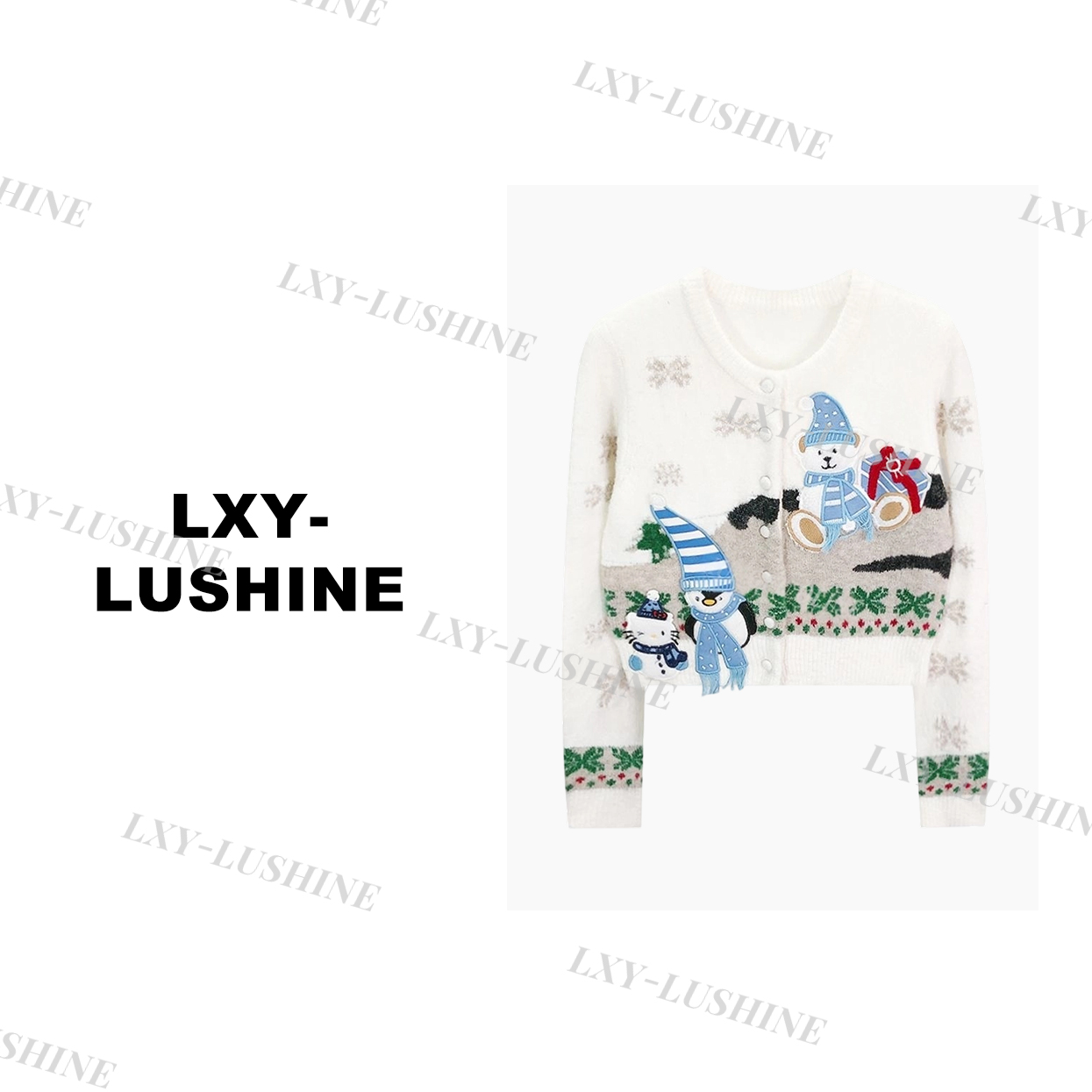 【小妖】KS5449秋冬雪人软糯针织开衫设计感上衣