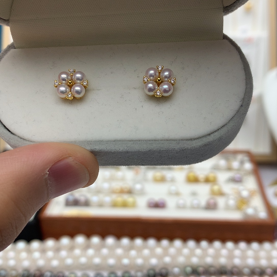 淡水珍珠耳饰银S925镶嵌