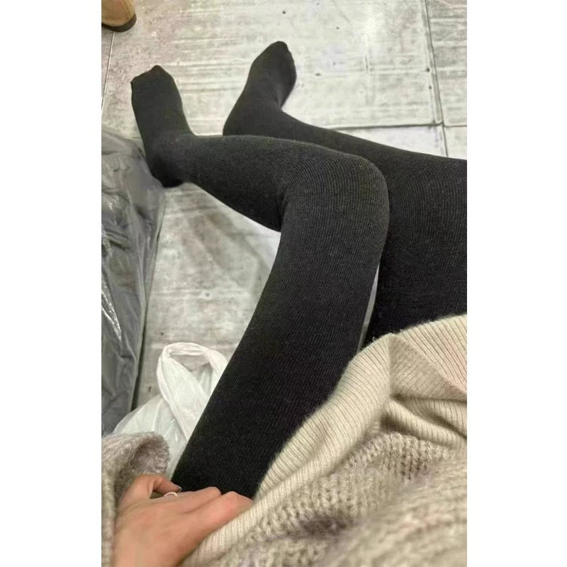 烟灰色加绒加厚连裤袜女秋冬微压显瘦外穿保暖高腰防勾丝打底裤袜