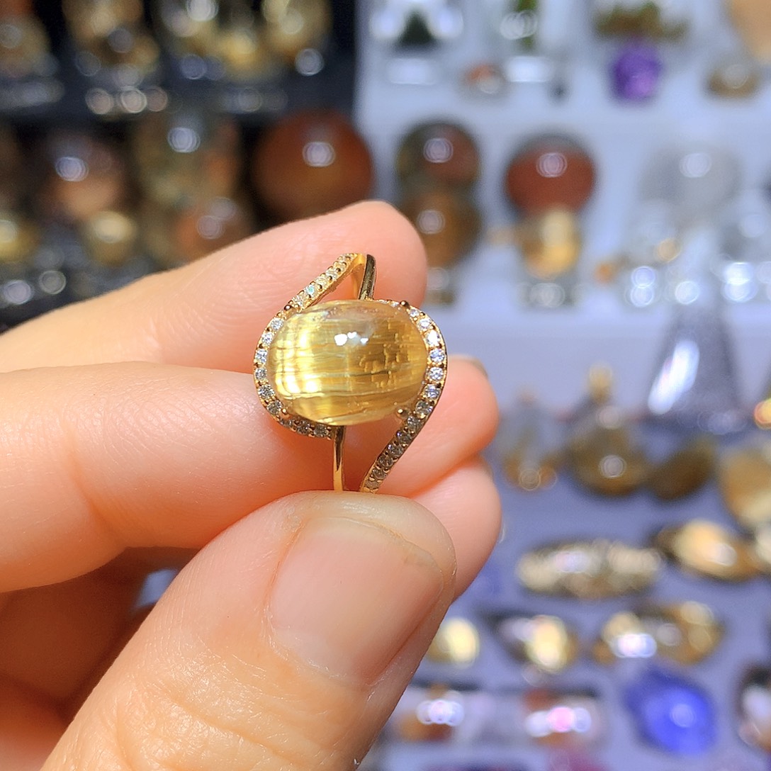 水晶吊坠银S925镀金镶嵌天然水晶