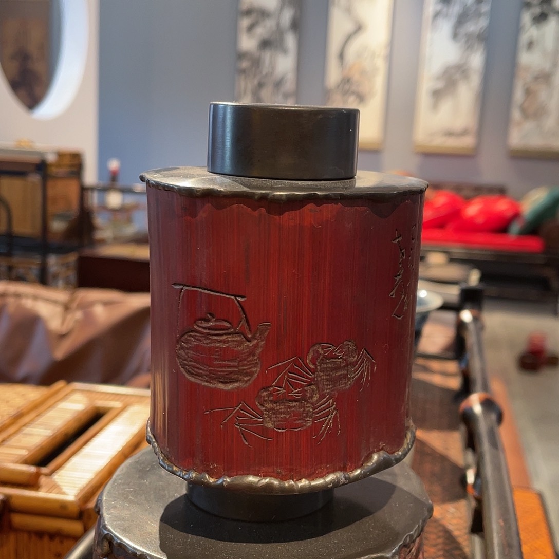 紫砂茶案竹锡茶仓竹锡茶仓