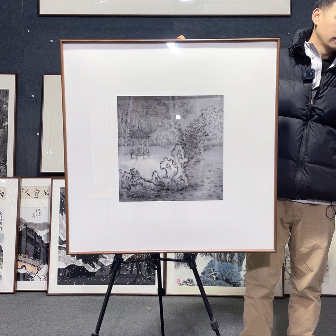 国画手绘画作品带框