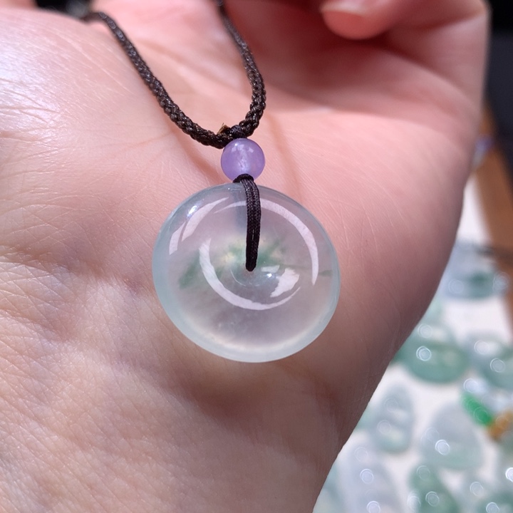 翡翠未镶嵌颈饰冰种飘花小平安扣