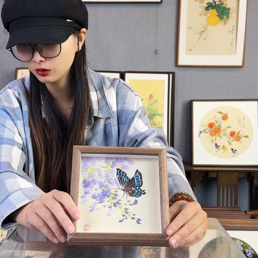 书法纯手绘，纯手写带框尺寸：15×15厘米