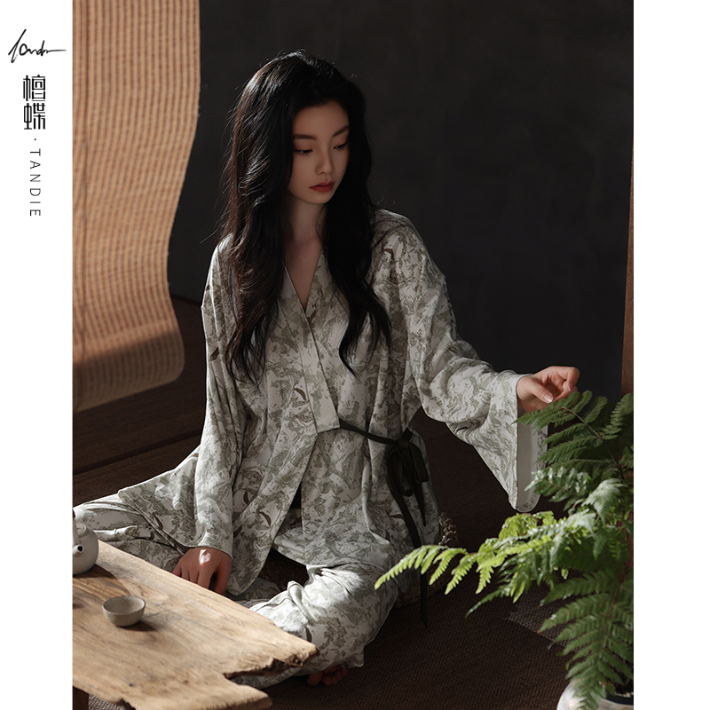 檀蝶纯棉居家睡衣女款爆款2026新款秋季纯棉睡衣女流光琥珀家居服
