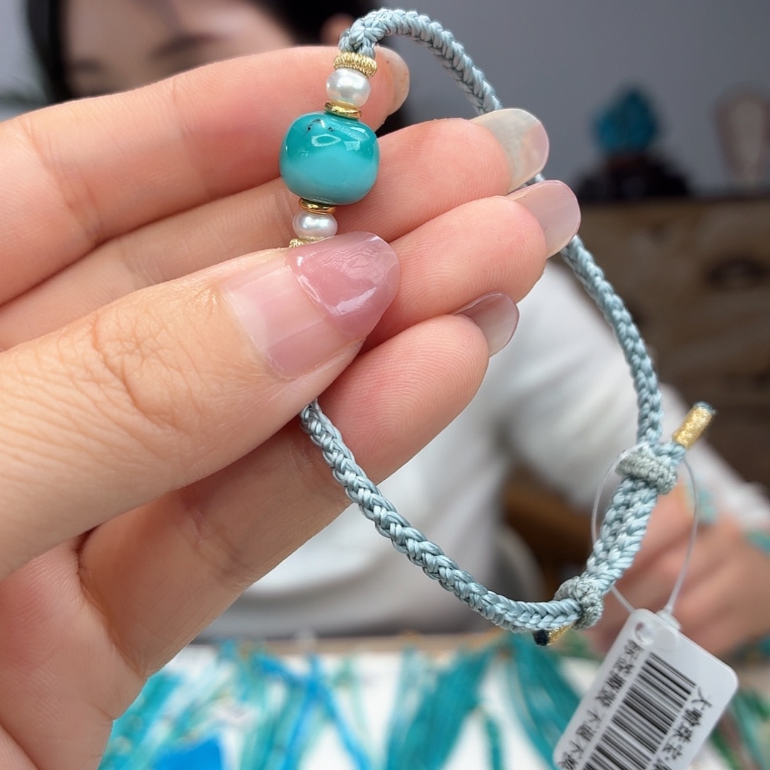 银S925镀金镶嵌绿松石手链