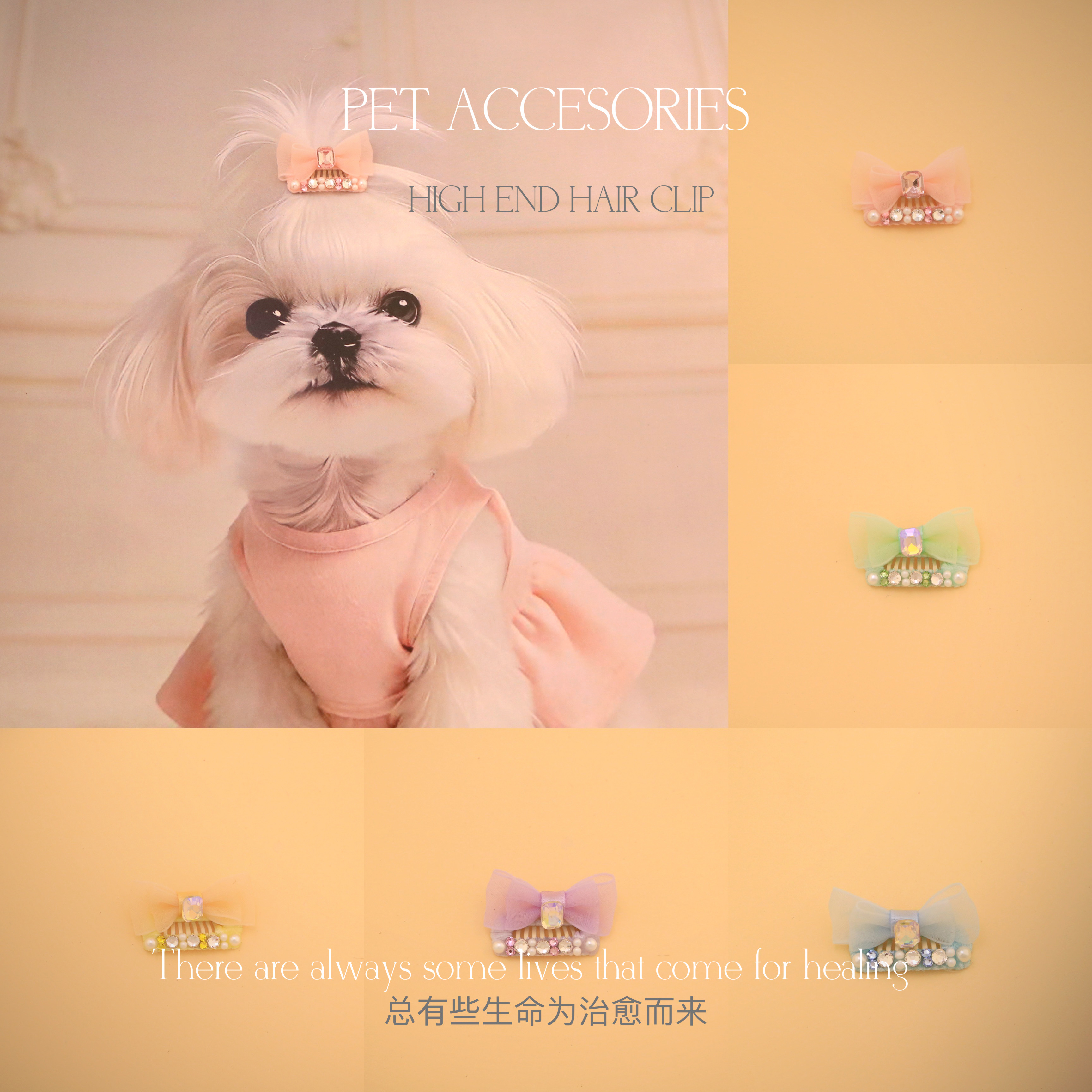 西施发夹宠物约克夏小狗狗头饰小夹子发卡立体蝴蝶结bb夹D1754