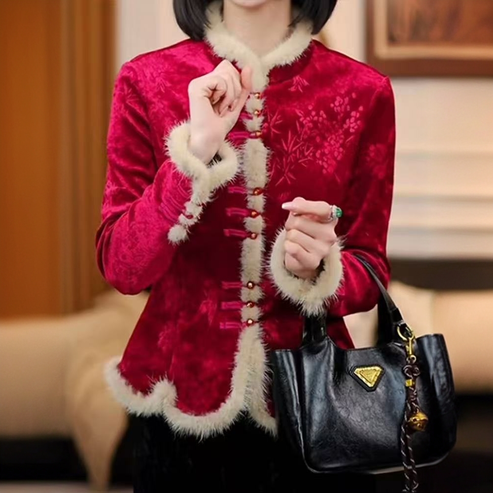 【爆竹-1】精致新中式加绒加厚上衣复古马甲内搭打底衫