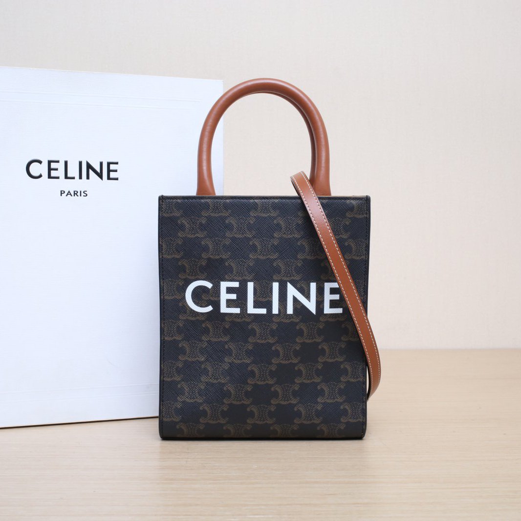 95新 Celine/思琳 【娇活动】Cabas竖款手袋凯旋门印花褐色992206