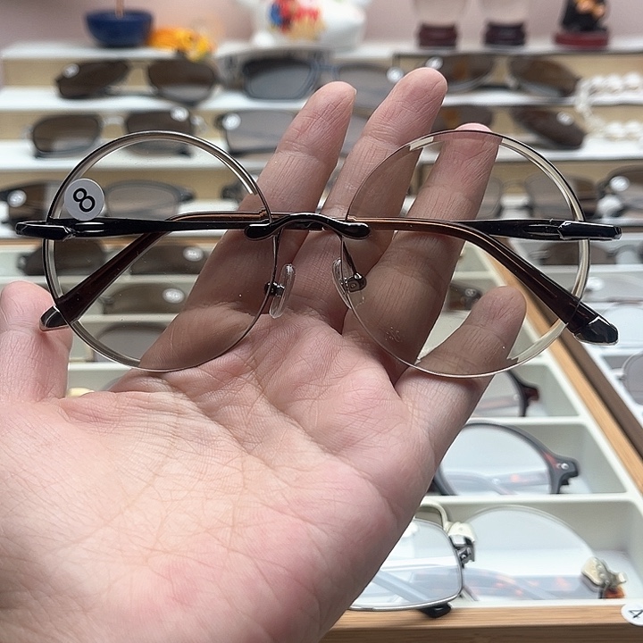 水晶眼镜未镶嵌天然水晶眼镜平板圆