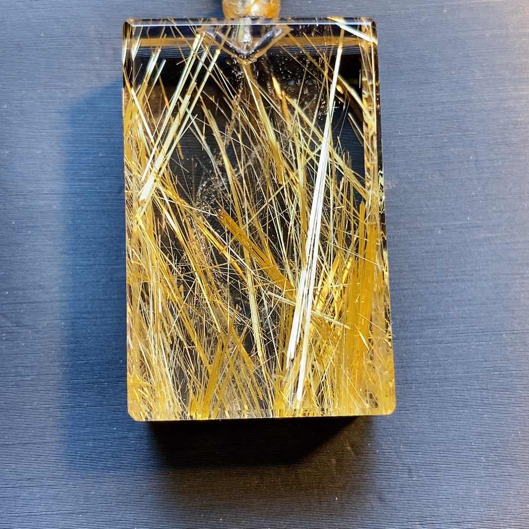 发晶颈饰未镶嵌天然金发晶无事牌吊坠