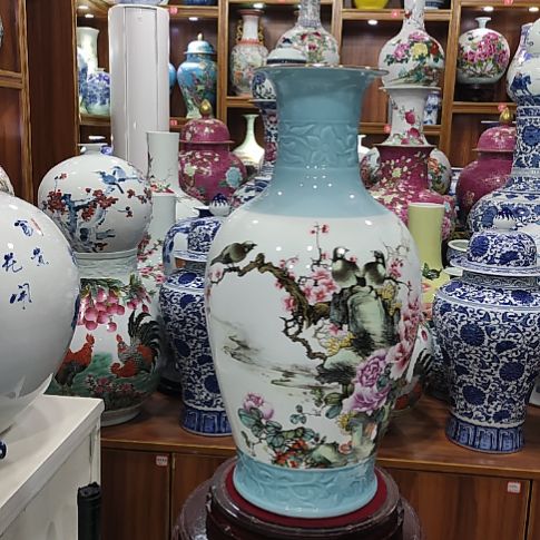 瓷片景德镇陶瓷花鸟瓶