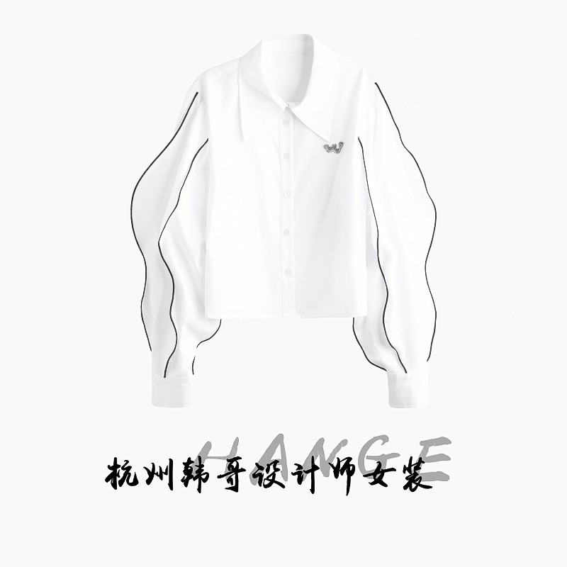 【韩哥女装】2025欧版新品白色拼色飞袖设计时尚气质衬衫2731-Z5