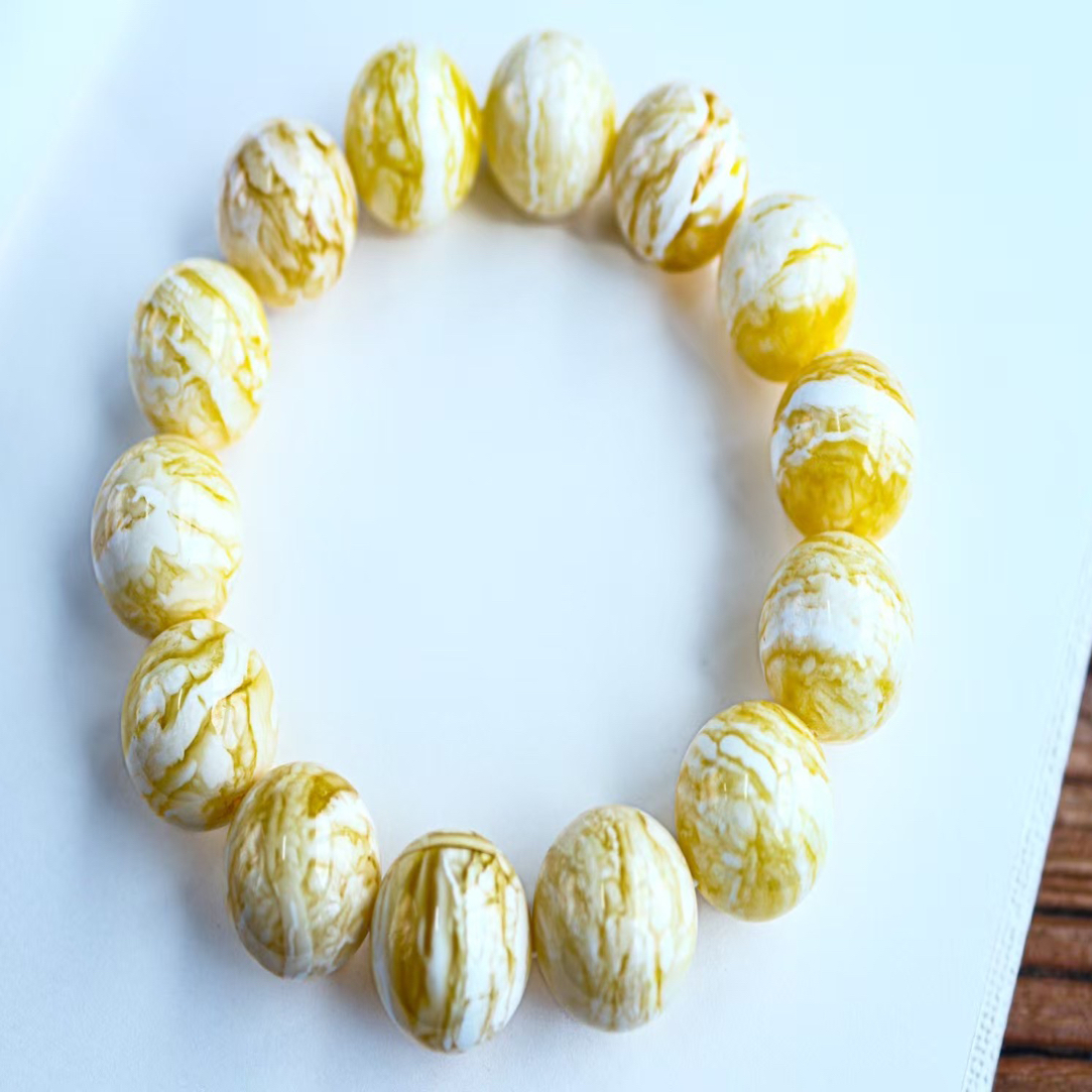 同料16.7mm俄料瓷白虎皮顺纹圆珠手串，颗颗虎皮纹正圆精工35.86克