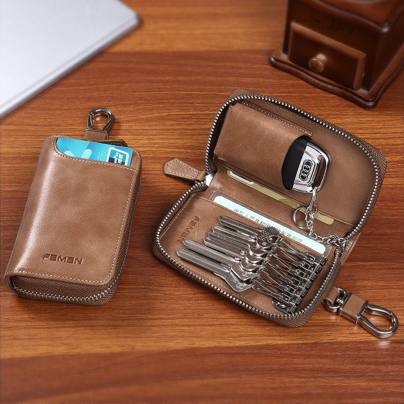 钥匙包男真皮2025新款大容量钥匙收纳包头层牛皮多功能汽车锁钥包