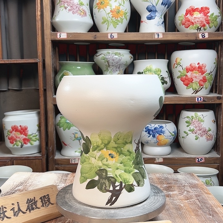 摆件火炬绿绿绿牡丹陶瓷新款陶瓷