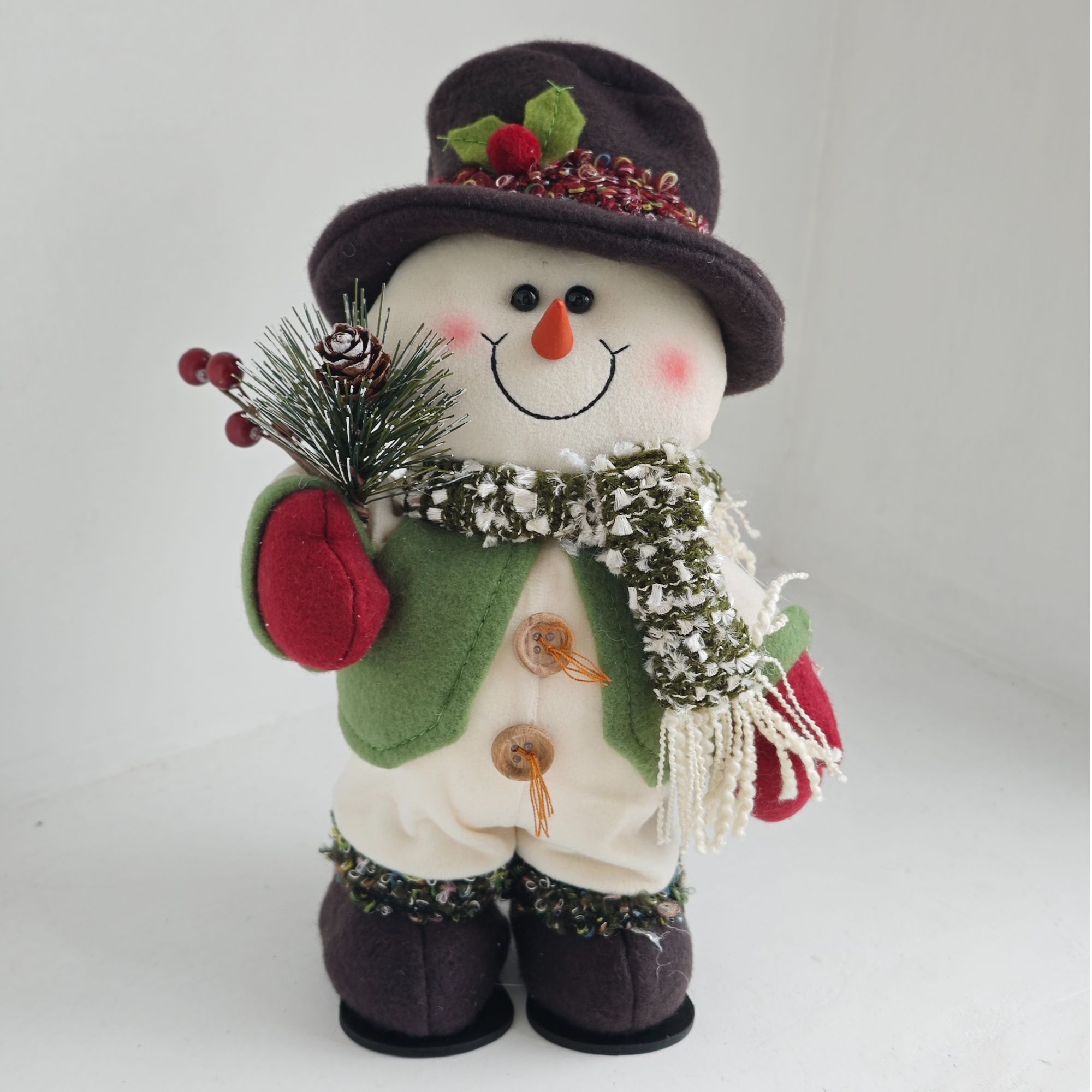 中古娃娃雪人公仔玩偶摆件节日礼物24cm桌面装饰松针雪人雪橇雪人