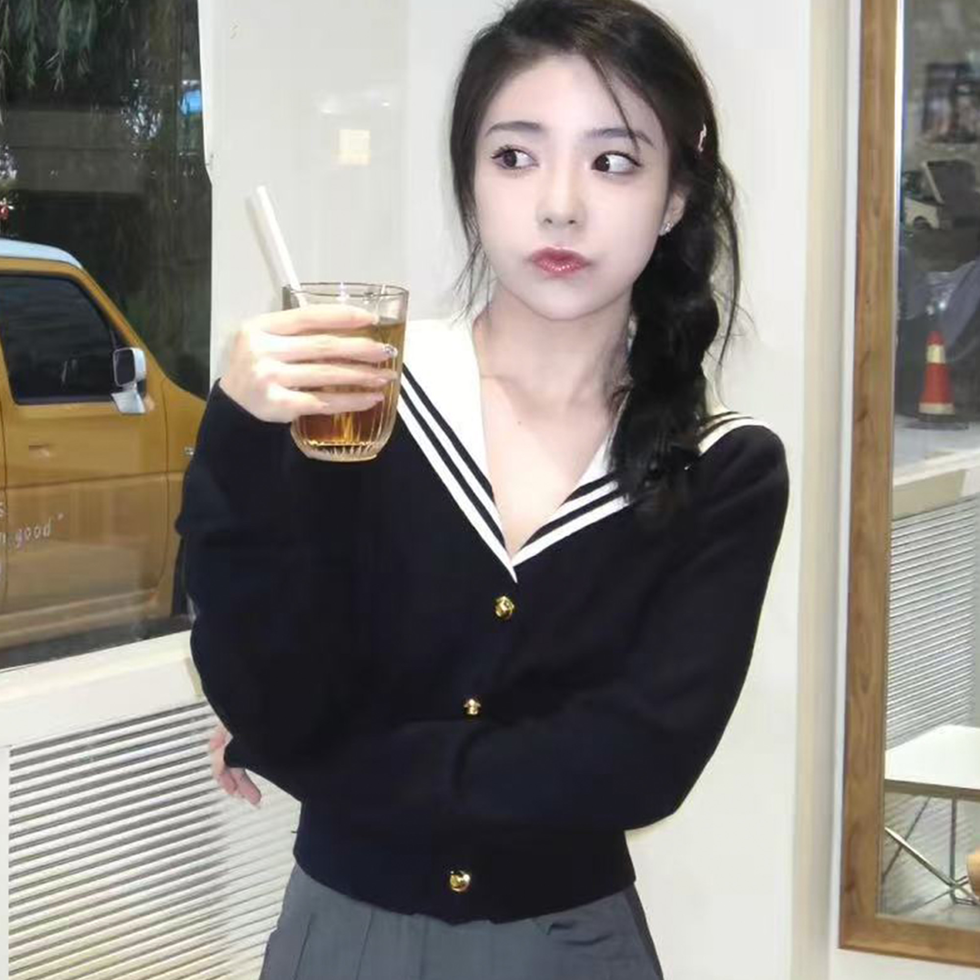 未使用 MIU MIU/缪缪 单排扣翻领针织衫