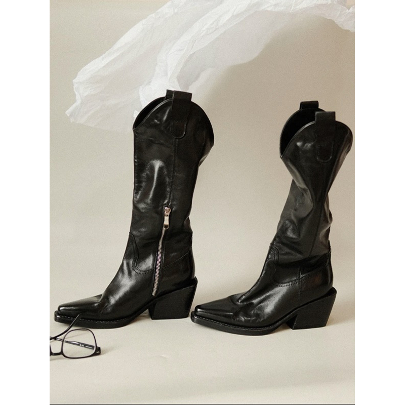 意大利纯手做旧的鞋子 复古里外全马皮长靴