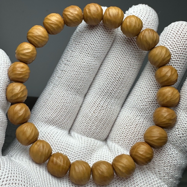 【手工款云锦】-纯手工猴头核桃雕刻手串原色包毕业