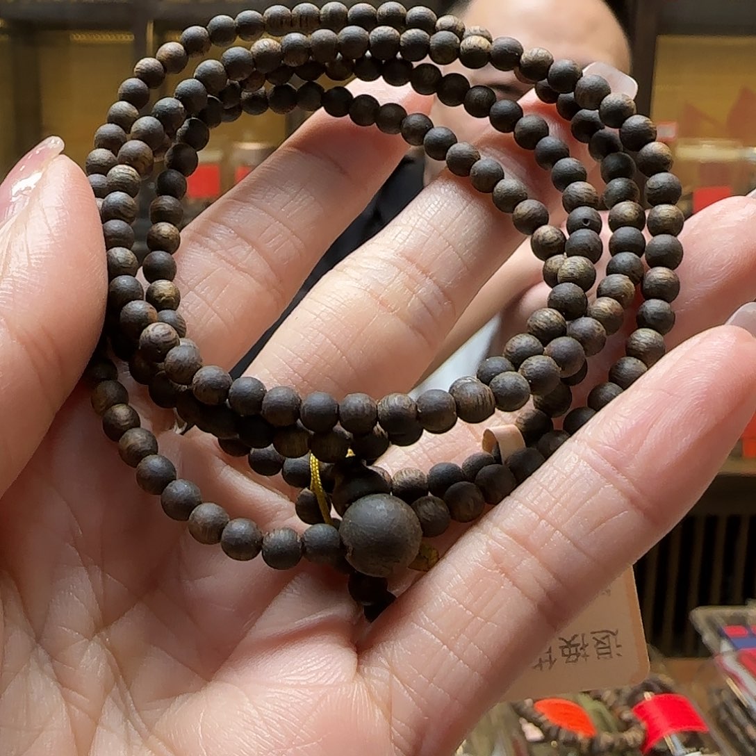也***是手串沉香36棋楠4mm188沉水多圈圆珠 8g+