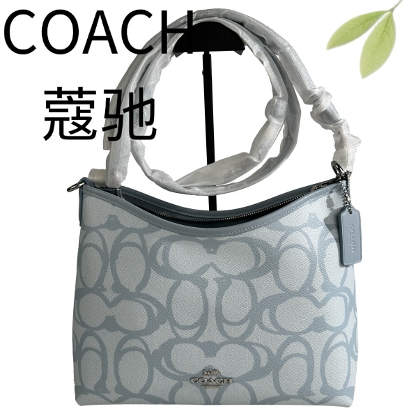 99新 COACH/蔻驰 新款浅蓝老花流浪单肩斜挎包G25116807底长31x19