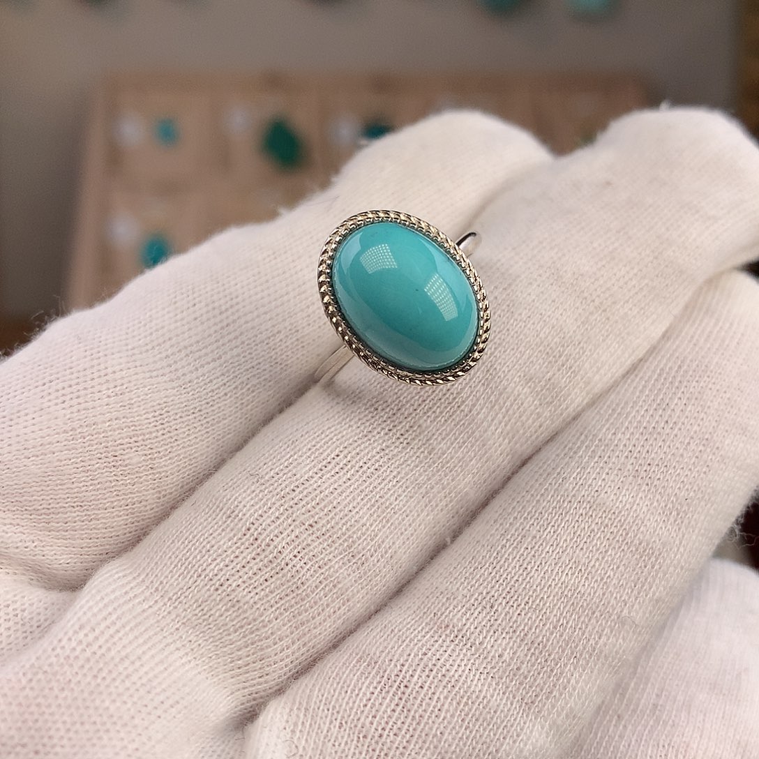 绿松石银S925镶嵌戒指