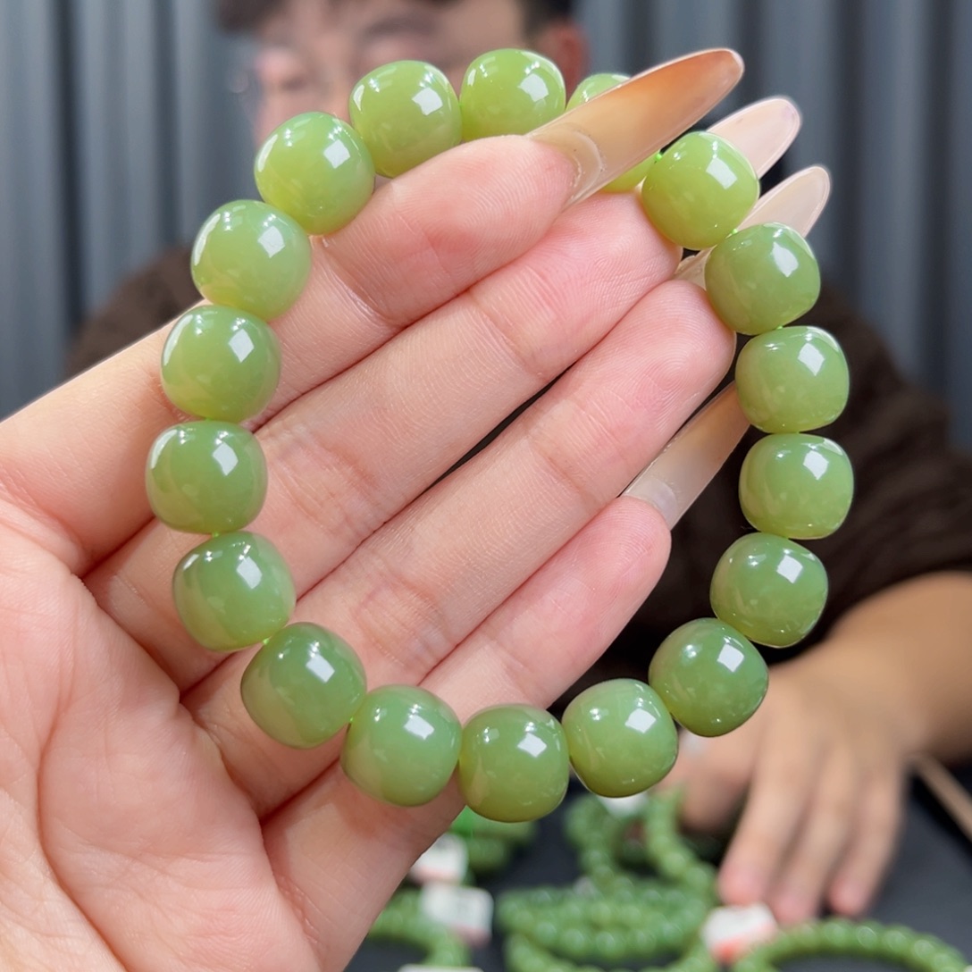 和田玉未镶嵌手串天然和田玉新疆若羌青黄口手串12